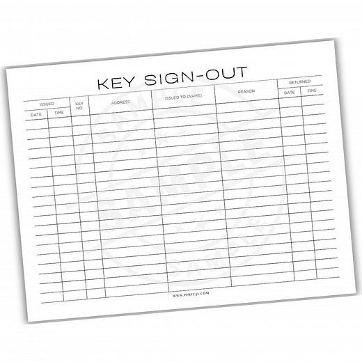 Key Sign-out Tracking Sheet | Printable Key Log | Office, Property & Security Key Sign-out Sheet | Key Management Tracker | Digital Download - Etsy