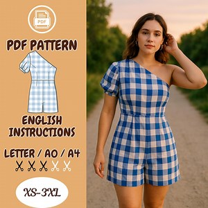 Romper Sewing Pattern Comfy Playsuit Pattern - Summer Jumpsuit Sewing Pattern, Romper Shorts Summer Sewing Pattern - Etsy