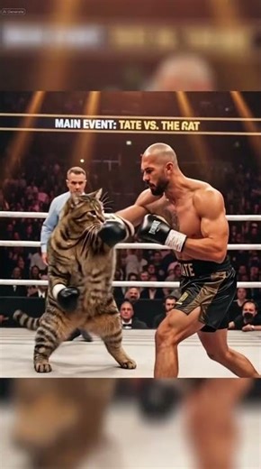 TATE VS CAT #cat #boxing #ai #tate