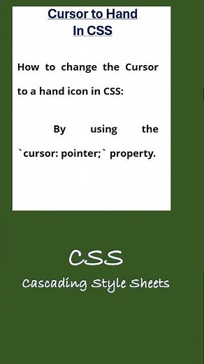 How to Change Cursor to Hand Icon Using CSS | Quick CSS Tip