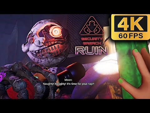 FNAF Security Breach RUIN DLC - Broken Sun & Moon Boss + Generator Locations (4K60fps)