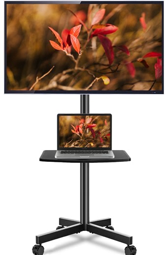 RTVR Modern Rolling TV Stand Mobile TV Cart for 32 to 65 inch Flat Panel Screens, Swivel Black