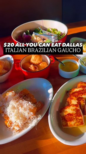 Avon Nguyen | Dallas Influencer on Instagram: "$20 ALL YOU CAN EAT ITALIAN & BRAZILIAN 💖 I can safety say this might be a new record for me on how much I’ve eaten at an AYCE spot! The food just kept coming and coming and there were so many options I couldn’t decline! Casa Pollastro specializes in Italian and Brazilian dishes served gaucho style, so it comes to your table! Lunch is $20 where you get everything in the first and second course then choose your choice of meat and pasta! Dinner is $3