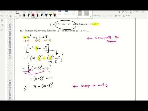 Inverse Functions - Quadratics (IGCSE Exam Questions)