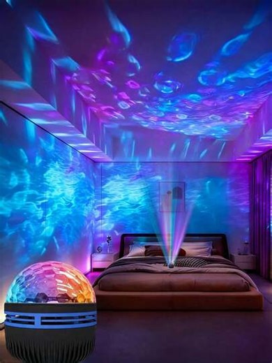 1pc LED Wave Light Projector, Dimmable Indoor Ambient Lighting, USB Powered, With Remote Control, Adjustable Light Color, Suitable For Bedroom And Home Decor, Can Be Used As Birthday And Holiday Gift | SHEIN