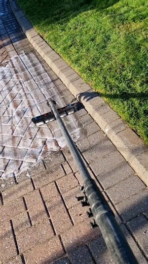 Just finished applying a biocide treatment to this freshly cleaned and sanded driveway. 👌 This step is essential—it kills off any remaining spores and prevents moss, algae, and weeds from growing back throughout the winter. ❄️ The result? A cleaner, longer-lasting finish that stays looking sharp for months. ✔️ | C.Lewis Exterior Cleaning
