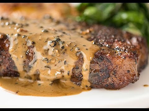 Steak with Creamy Peppercorn Sauce