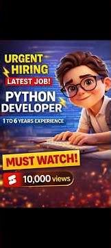 #latest | #python Developer | Jobs for Fresher | 1-6 Year Experience |Urgent Hiring