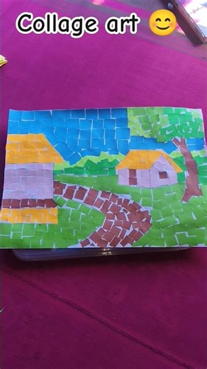 গ্রামের সিনারি কোলাজ আর্ট / How To Easily Draw & collage art #art #shorts #drawing #collage