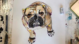 Playtime... I drew this with one continuous line, using both hands and with the help of a few other hands too! Life should be smile filled xx | Pet Portraits Daily by Tracey Keller