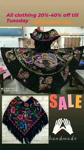 of our hand 🖐 made textiles &clothing are on sale till Tuesday ☀ Hand loomed table cloths from Oaxaca Mx, embroidered shirts and blouses hand crafted by artisans from Chiapas, Pueblo y Oaxaca Mx. Our last catrina, velvet con lentejuelas, created by Alberto Perez, DF 💓 Everything we sell will help support another human being & help us stay open during these challenging times 🌸 Gracias a los artesanos 💗 Gracias por la vida ! #shopsmall #sale #textile #embroidery #catrina #sugarskull #latinx #l