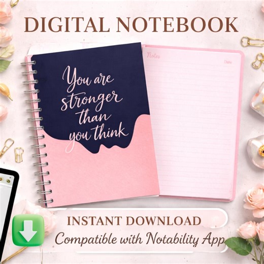 Digital Notebook for Notability App Pink Notebook iPad Journal Instant Download - Etsy