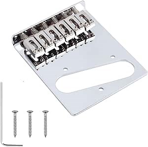 6-Saddle Modern Telecaster Bridge Assembly for Fender Tele Style Electric Guitar Replacement (Sliver)