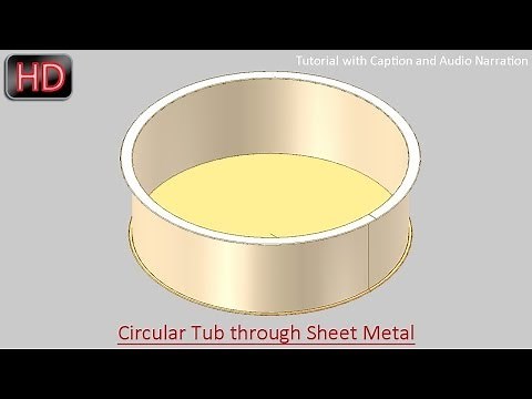 Circular Tub through Sheet Metal-Autodesk Inventor Tutorial (with caption and audio narration)