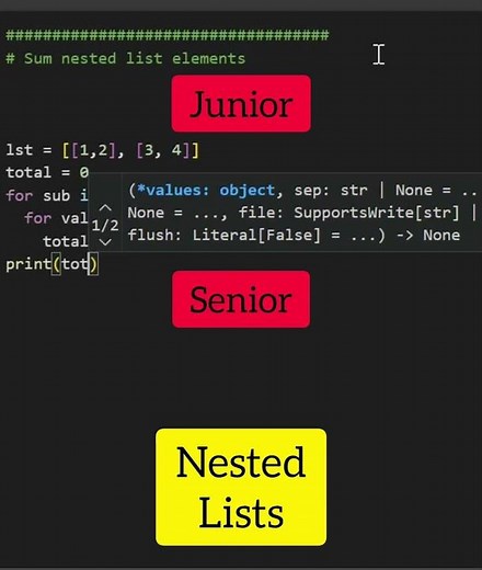 Nested sets using junior and senior approaches