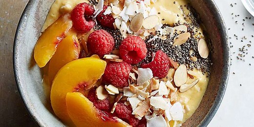 Raspberry-Peach-Mango Smoothie Bowl