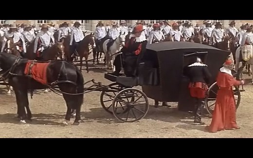 17世纪，红衣主教黎塞留检阅王家火枪骑兵队