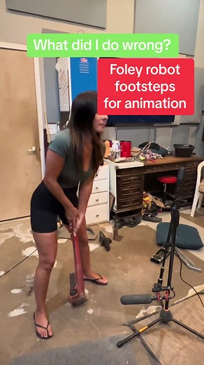 Foley robot footsteps for animation #reelfoleysound #foley #foleyartist #asmr #fyp #postproduction #lovemyjob #bts #audio #sound #animation #robot #footsteps