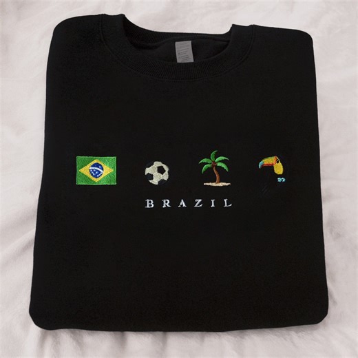 Brazil Embroidered Sweatshirt: Soccer, Beach, Toucan - Etsy