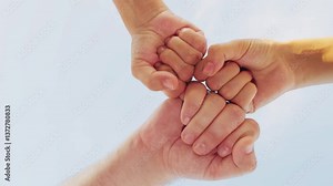 held hands circle, forming bond. woman man hands joined together, symbolizing unity. fingers interlocked tightly, showing strength. people gripped each other's hands, supporting each other. hand came