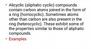 Alicyclic (aliphatic cyclic) compounds contain carbon atoms joi... | Filo