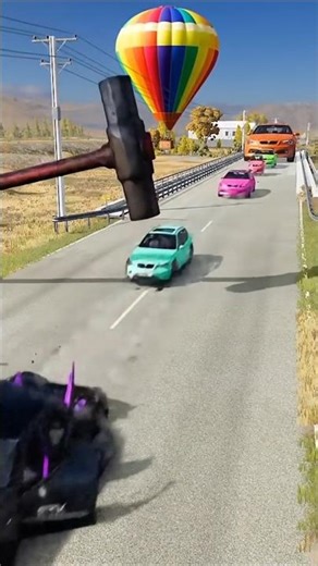 Giant Hammer vs Colorful G-Wagon: Epic Crash Test in BeamNG.drive!