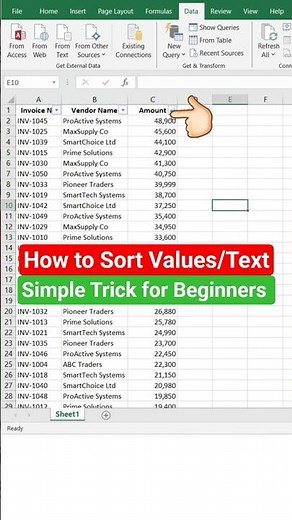 How to Sort Text & Numbers in Excel 🔥 | Excel Tips