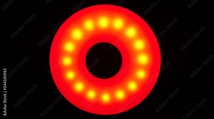 Red Flashing Warning Light. Loop Red Alarm Led light. Danger Attention Sign. Signalization, Alarm, Safety, Security Concept