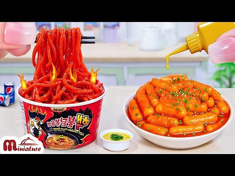 🍥 How To Make Miniature Spicy Noodles, Tteokbokki And Fish Cake At Home | ASMR Cooking Mini Food