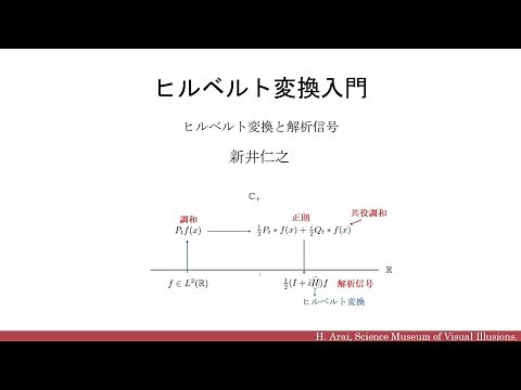 ヒルベルト変換入門 - ヒルベルト変換と解析信号 -，Ver. 2，講師 新井仁之，数理科学デジタルオープンレクチャーズ．