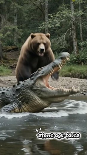 Giant Crocodile Ambushes a Cave Bear! | Stone Age Hunter Witnesses the Attack #movie #story