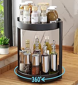 Kibuhain Lazy Susans Organizer Round Turntable Spice Rack, 10Inch Dia Non-Skid Cabinet Organizer, 360° Rotating Spice Jars Organizer & Holder for Kitchen, Bathroom, Living Room