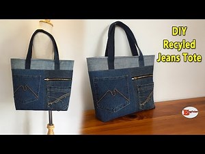 DIY RECYCLED JEANS TOTE BAG | JEANS BAG | DIY TOTE BAG SEWING TUTORIAL