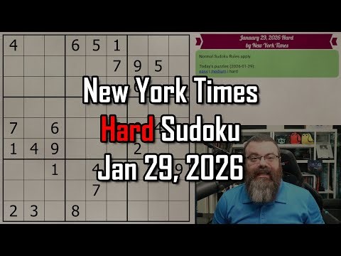 NYT Hard Sudoku Walkthrough | Jan 29, 2026