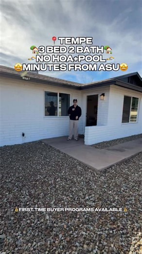 Bruno Gamez on Instagram: "TEMPE •3 bed ✅ •2 BATH ✅ •POOL✅ •COMPLETELY REMODELED ✅ •NO HOA ✅ First time home buyer programs as low as $1,000 down or 1% down for repeat buyers!🙌🏼 Comment or Dm me “TEMPE” for more info and a link to property!📲 Bruno Gamez|Realtor 602-517-0516 📲 Bruno@fregroup.io 📧 FRE GROUP|A.Z. & Associates Hablo español🤠 •FIRTS TIME HOMEBUYER SPECIALIST ✅ •NEW BUILD SPECIALIST✅ #arizona #firsttimehomebuyer #homeownership #arizonaliving #nohoa"