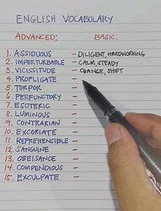 50K views · 723 reactions | English vocabulary: advanced vs basic: assiduous #fblifestyle #knowledge | Tim Tim TV | Facebook