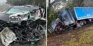 Amazon semi-truck collides with minivan, driver hospitalized with traumatic injuries