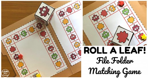 Roll A Leaf! Leaf Matching File Folder Game
