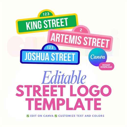 Editable Street Sign Birthday Logo | Kids Name Party Sign | Canva Template - Etsy Australia