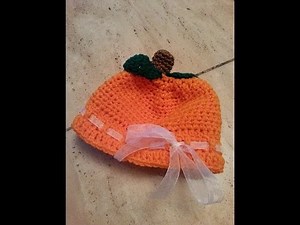 Crochet baby pumpkin hat easy DIY tutorial