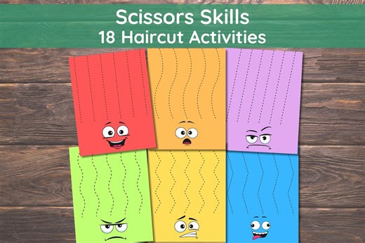 Buy Preschool Scissor Skills Haircut Activity, Cutting Worksheets, Fine Motor Activity, Cutting Strips, Scissors Worksheets, Scissors Practice Online in India - Etsy