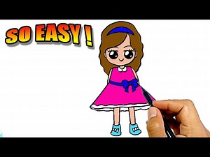 How to draw a cute girl step by step easy version | Easy Drawings - Videos For Kids