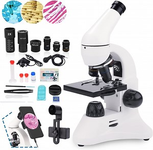 LAKWAR Microscope,40X-2000X Compound Microscopes for Adult Kids Students, Science Mircoscope with Prepared Slides Phone Adapter for Home school Lab