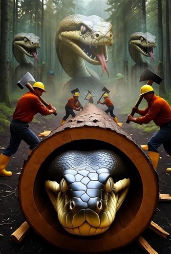The Hidden Giant Snake Inside the Log – Forest Workers’ Terrifying Discovery!
