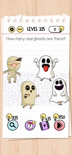 Brain Test Level 325 How many real Ghosts are there Walkthrough Solution