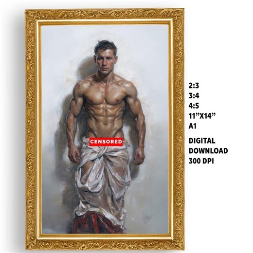 Male Pinup Art Print: Vintage Nude Digital Download (instant JPG) - Etsy