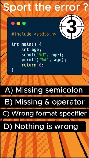 C Language Trick Question 😱 scanf Mistake Spot It! #shorts #shortvideo