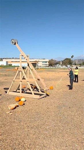 Huntley College of Agriculture on Instagram: "Catapult + 🎃 = #BecomeByDoing @cppengineering and @huntleycollegeofag collaborated on a fun project this week to smash some pumpkins. Engineering students from Lecturer Joe Velten’s machine element design class and the Student Innovation Idea Lab built a catapult to launch surplus pumpkins from the Huntley College’s annual Pumpkin Festival. The smashed pumpkins will either get consumed by livestock or used as compost to improve soil health. 🐄 🐖 🐑