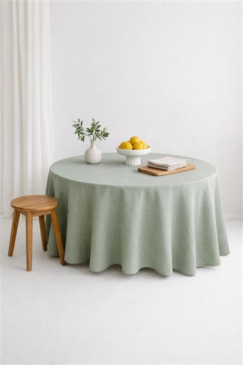 Round Green Linen Tablecloth: Birthday Party, Wedding, Holiday, Easter. Dining Table Cloth for Mothers Day Gift. Spring, Summer Table Decor - Etsy