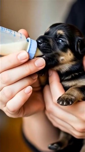 Newborn German Shepherd Puppy Drinking Milk 🍼 So Small and Adorable! #puppyfeeding